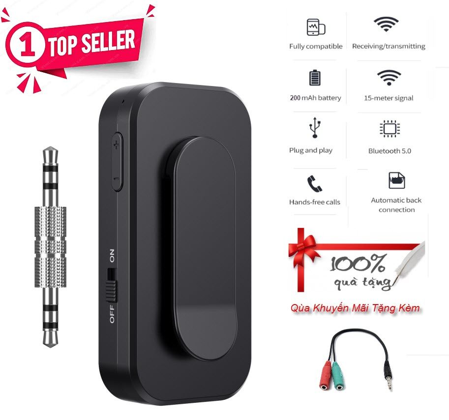 Hàng Chính Hãng - Bộ Thu Phát Âm Thanh 2 Trong 1 BT-03-JA Bluetooth 5.1 Pin Lithium 200mAh Cổng Sạc Micro USB Phạm Vi Kết Nối 15m Tương Thích Rộng Rãi IOS Android Table PC TV Chế Độ Linh Hoạt RX TX Âm Thanh Hi-Fi Công Nghệ aptX Hỗ Trợ Micro - ROGTZ