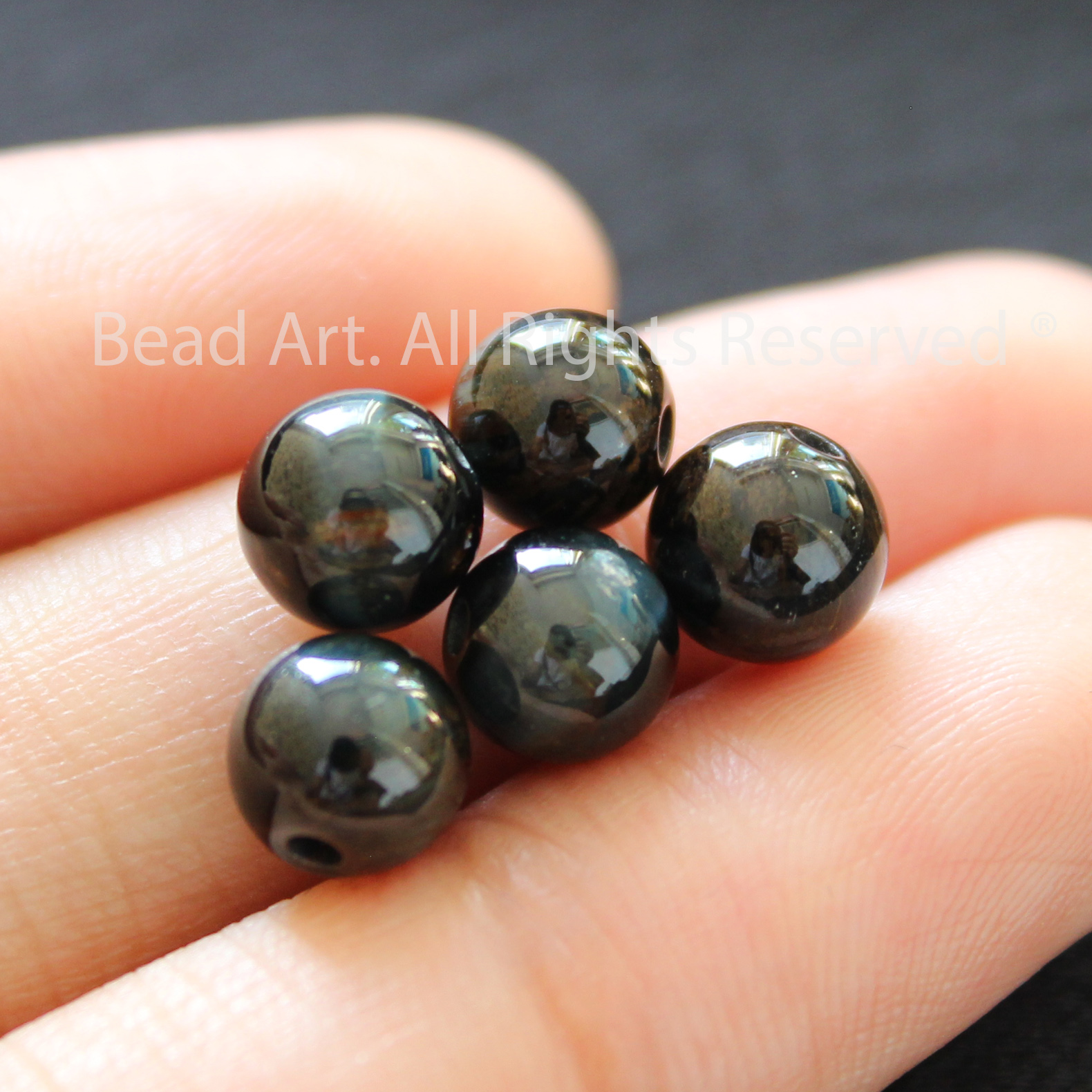5MM/6MM Đá Mắt Hổ Chim Ưng Màu Xanh Đen Tự Nhiên Loại A, Mộc, Đá Phong Thuỷ, Phối Vòng Tay, Chuỗi Hạt - Bead Art