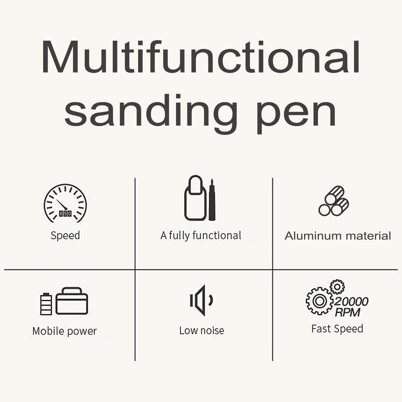 Compact Electric Grinding Pen Nail Art Polishing Machine Metal Lettering Carving Engraving Grinding Device USB Rechargeable 3 Gears of Speeds Adjustable