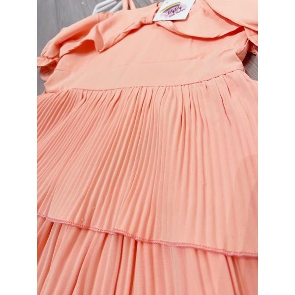 Đầm bé gái, váy bé gái nơ hồng dập ly thời trang VyVy Kids Fashion