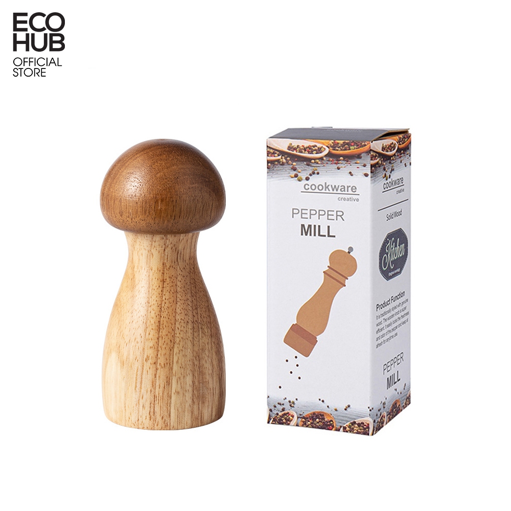 Dụng cụ xay tiêu có cầm tay ECOHUB bằng gỗ dạng hình nấm (Pepper Grinder) | E00415