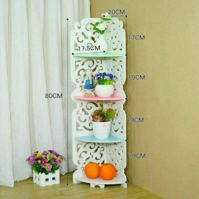 Kệ góc gỗ hoa văn 4 tầng