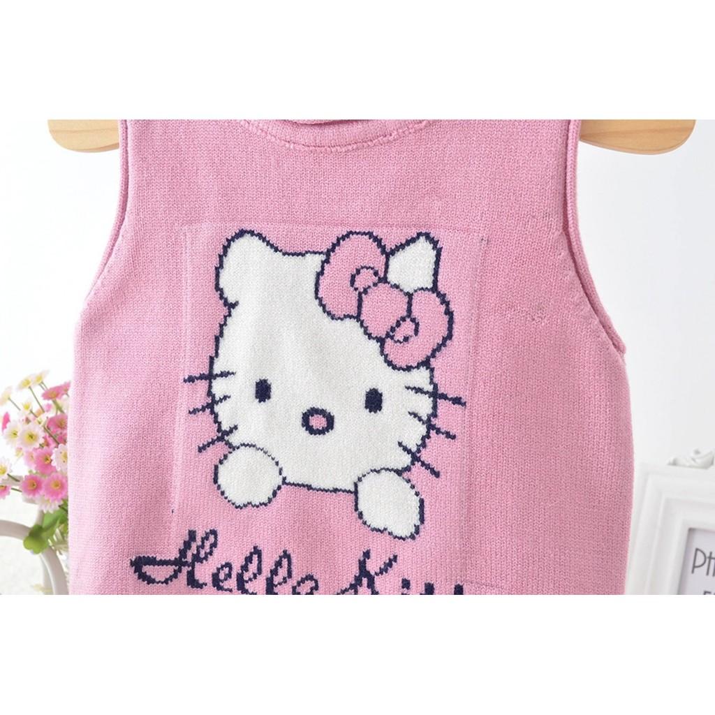 Áo Ghi Lê Len Mèo Hello Kitty đáng yêu cho bé trai và bé gái sơ sinh từ 9-18kg Mẫu hot nhất Thu Đông 2021 - GHILE07