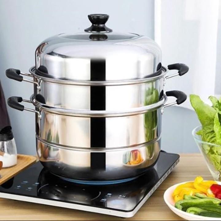 Nồi hấp 3 tầng Inox 28cm