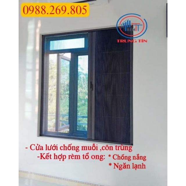 Cửa lưới chống muỗi kết hợp rèm tổ ong chống nắng