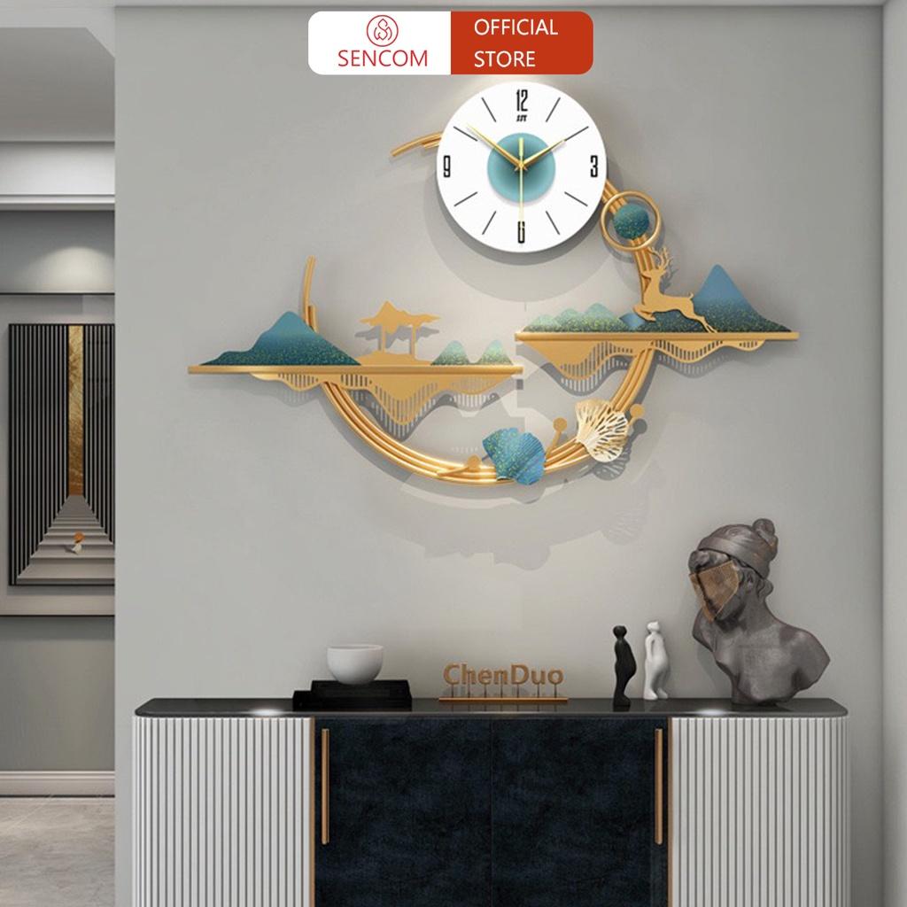 Đồng hồ treo tường phòng khách độc đáo SENCOM, đồng hồ trang trí decor phong cách Bắc Âu - JT2152-86