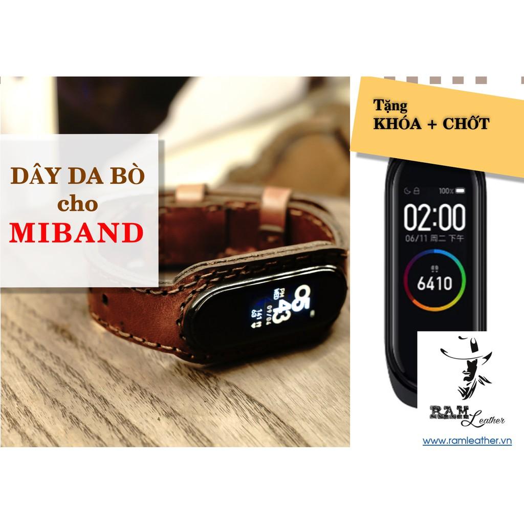 DÂY MIBAND DA BÒ THẬT - RAM LEATHER - TẶNG KHÓA + CHỐT + CÂY THAY DÂY