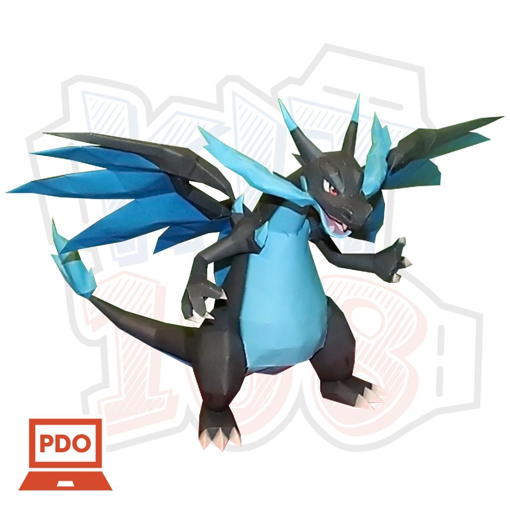 Mô hình giấy Pokemon Mega Charizard X