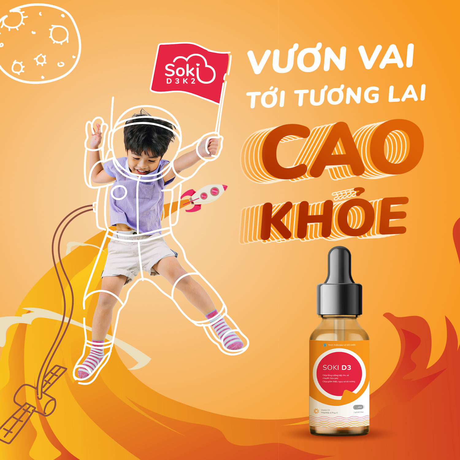 VITAMIN D3K2 - SOKI D3K2 TĂNG HẤP THU CANXI, GIẢM CÒI XƯƠNG Ở BÉ