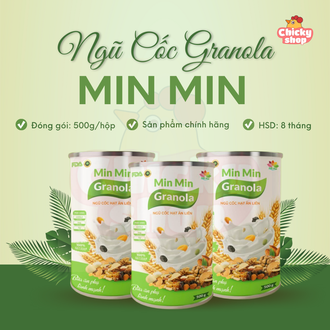 Ngũ cốc hạt ăn liền Granola Min Min, ngũ cốc dinh dưỡng dạng hạt ăn liền