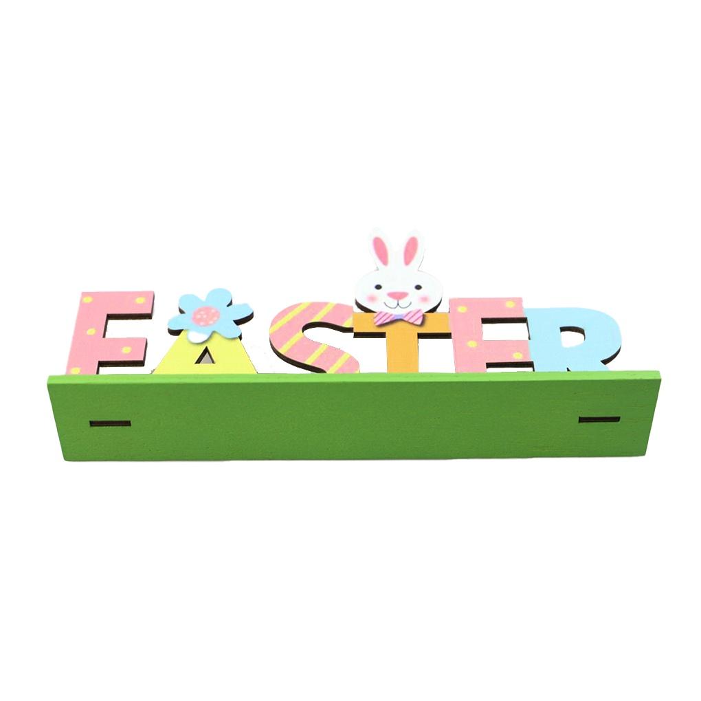 2 Sets Wood Ornaments Easter Decorations Cute Rabbit Handy Installation Letters Birthday Gifts Accessories DIY