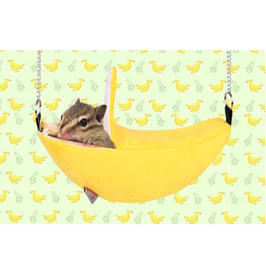 2Pcs Banana Hamster Bed, House Hammock Small Animal Bed House Cage Nest Hamster