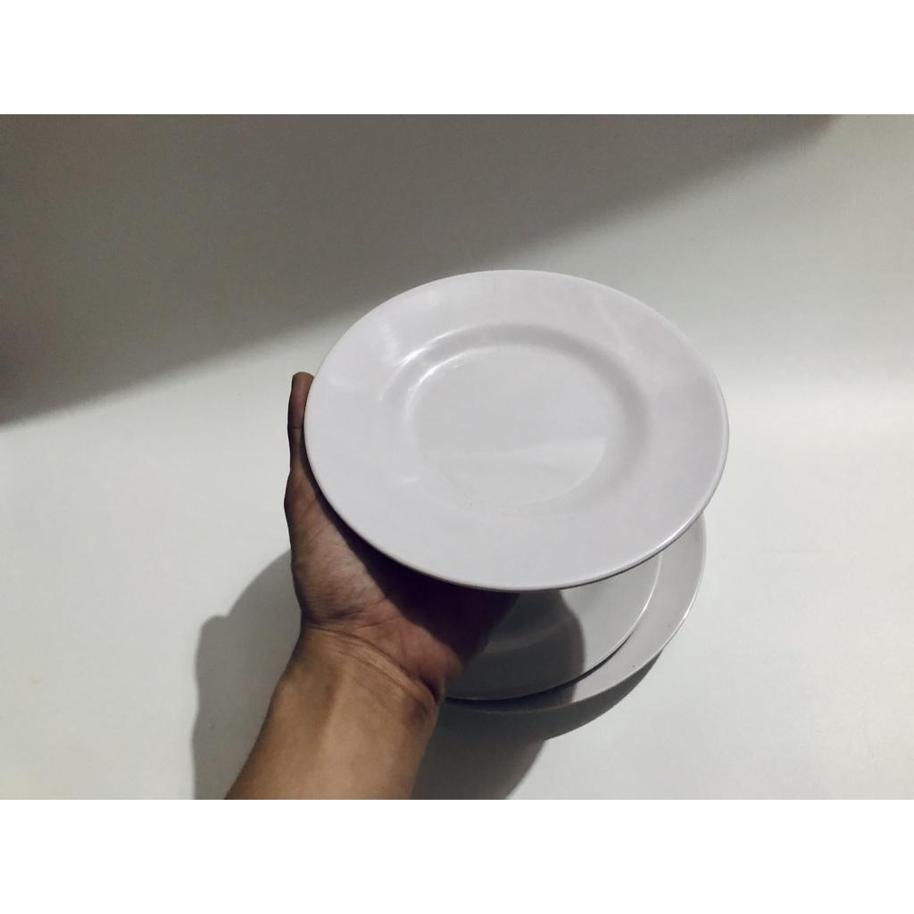 Bộ 10 Dĩa Nhựa Trắng Mika Tròn Cạn Mellamine, Nhựa Phíp số 6-7-8-9 hàng đẹp