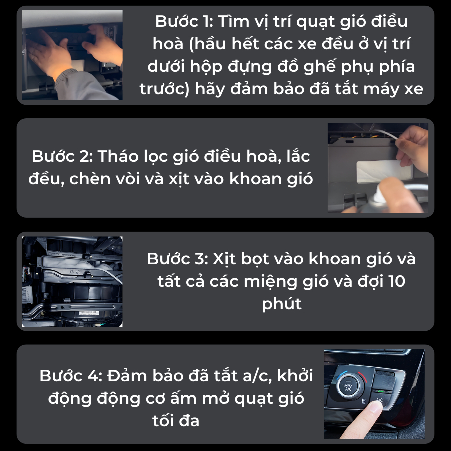 Vệ Sinh Điều Hoà Ô Tô - Dung Dịch Vệ Sinh Điều Hòa Ô Tô - Nước Rửa Máy Lạnh - Air Cleaner - OTech