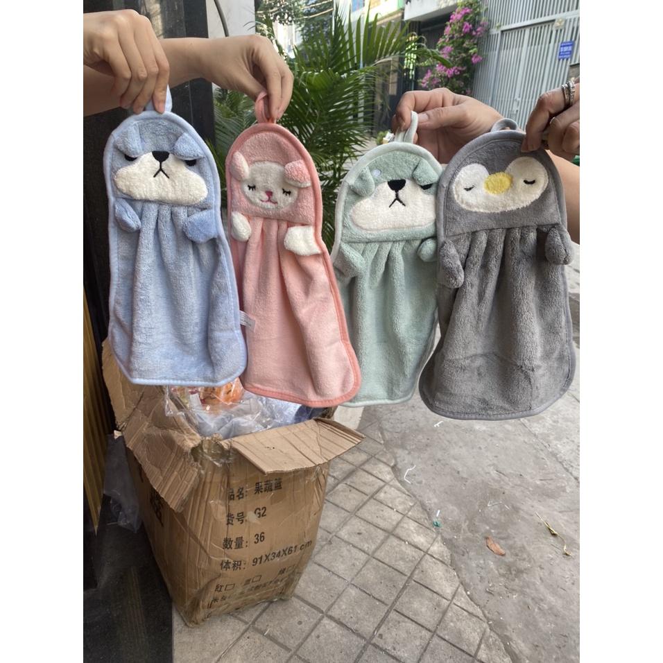 Khăn Lau Tay Treo Tường Bằng Vải Nhung San Hô, Thấm Hút Nhanh Khô Khăn Sọc Hình Nơ Dễ Thương