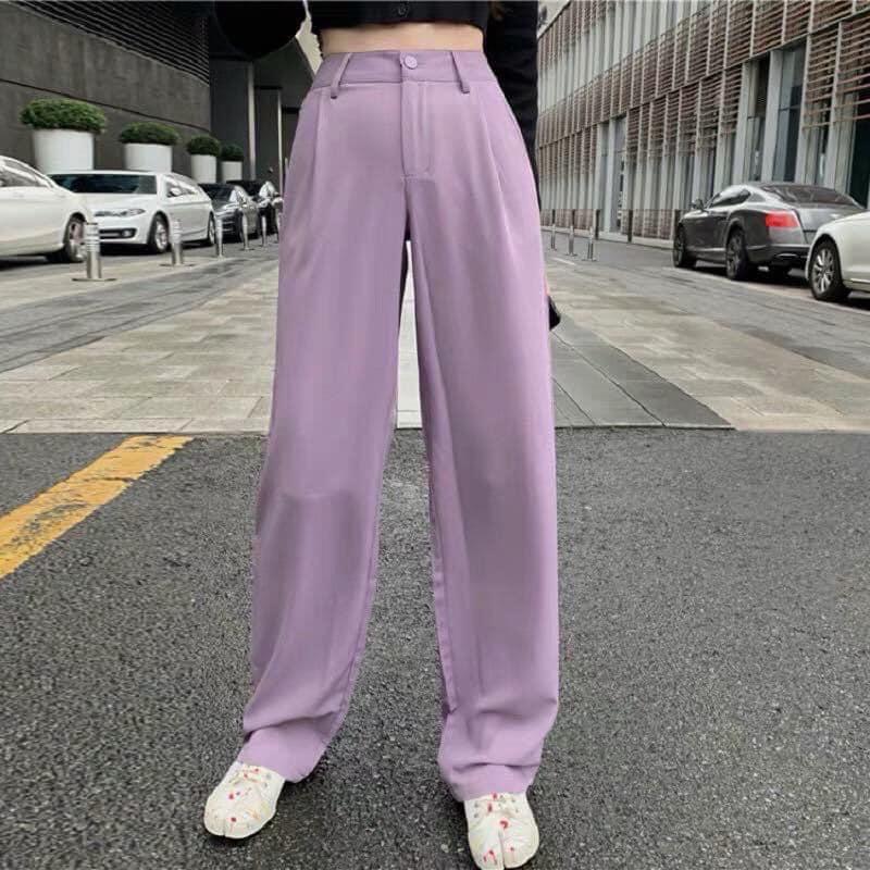 Quần Culottes Nữ ️Quần Ống Suông Khóa Trước Vải Tuyết Mưa Hot Trend