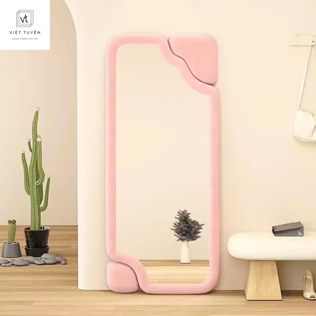 Gương Bọc Nỉ Toàn Thân Hình Chữ Nhật Kín Góc Việt Tuyến, Decor phòng khách, phòng ngủ, giá tận xưởng