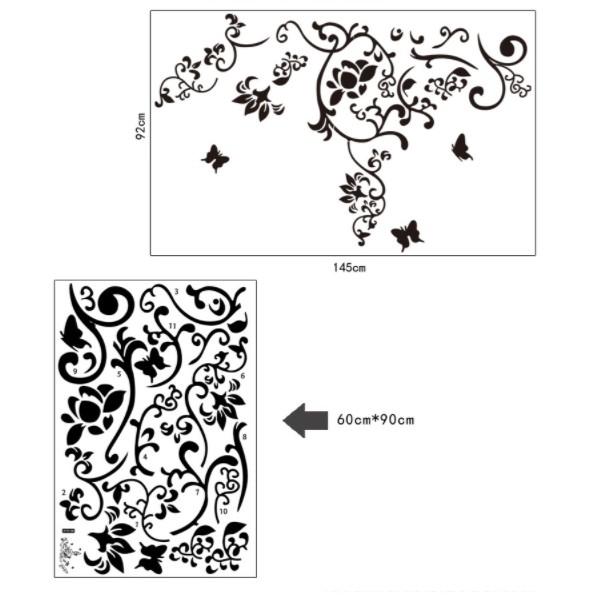 Decal trang trí tường những nét hoa văn đen hiện đại
