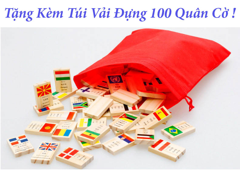 Domino 100 Quân Nhiều Chủ Đề Bằng Gỗ - Tặng Kèm Móc Khóa La Bàn Sao Biển Bibotoys