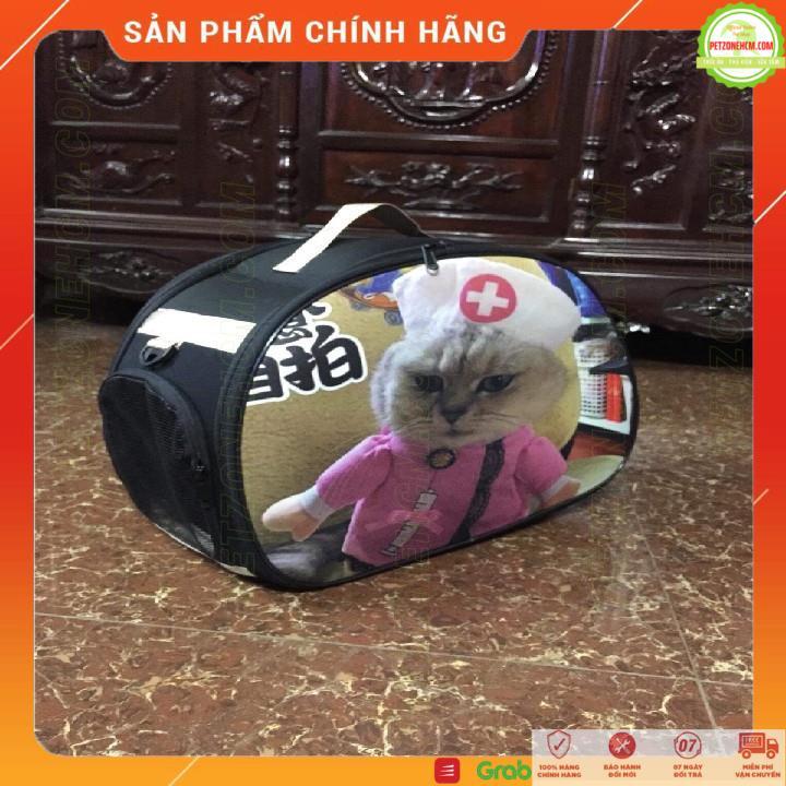Túi vận chuyển chó mèo gấp gọn - túi du lịch,In hình 3D,size S vừa với chó < 6KG và Mèo < 10kg | PetZoneHCM