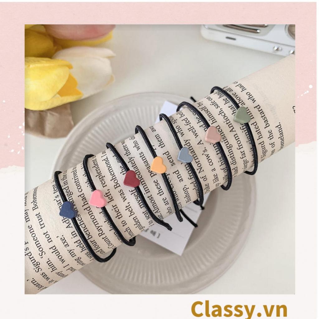 Bộ 7 dây 7 màu Dây cột tóc Classy Co Giãn Hình Trái Tim Dễ Thương Thời Trang Cho Nữ PK1696