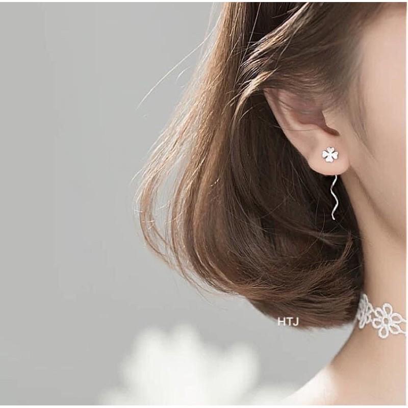 BÔNG TAI HOA 4 CÁNH MAY MẮN BẠC TA -