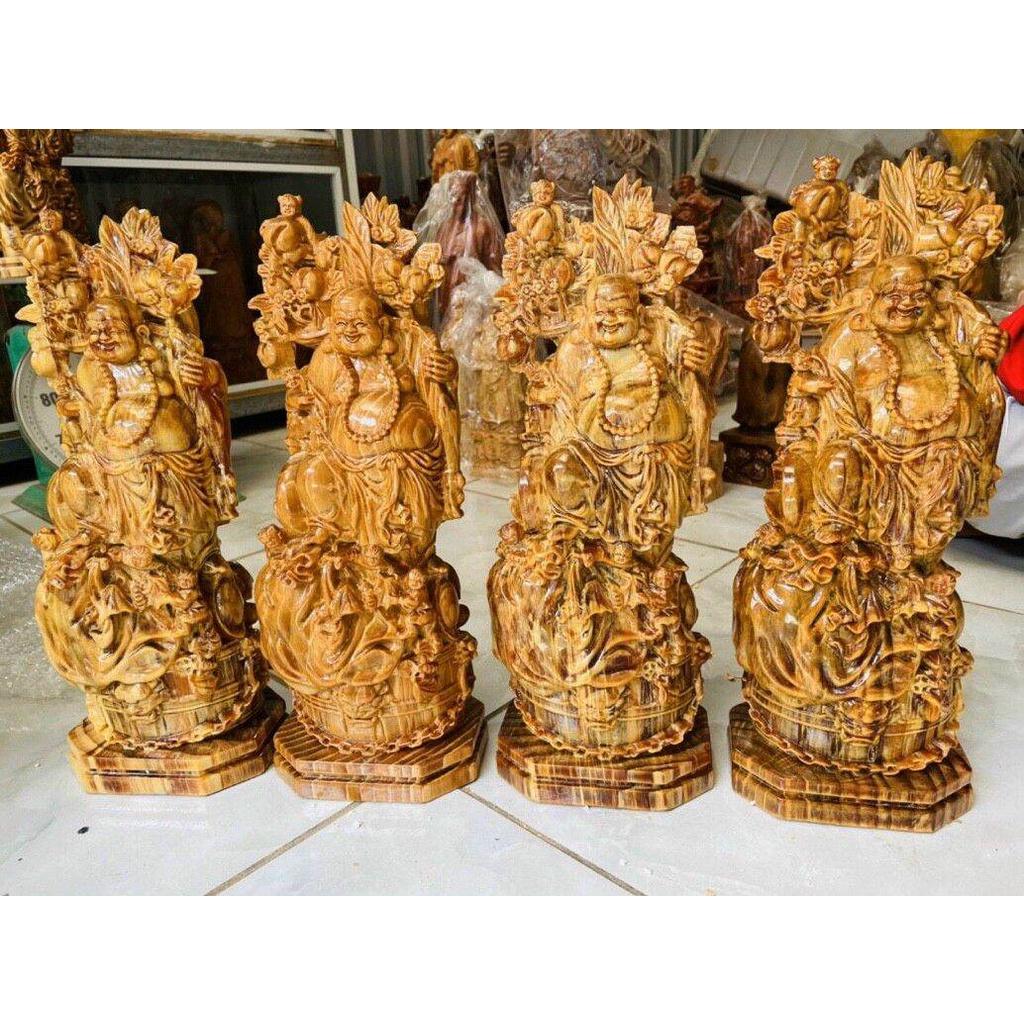 Tượng phật di lặc ngũ phúc bằng gỗ huyết long kt cao 40×15×10cm