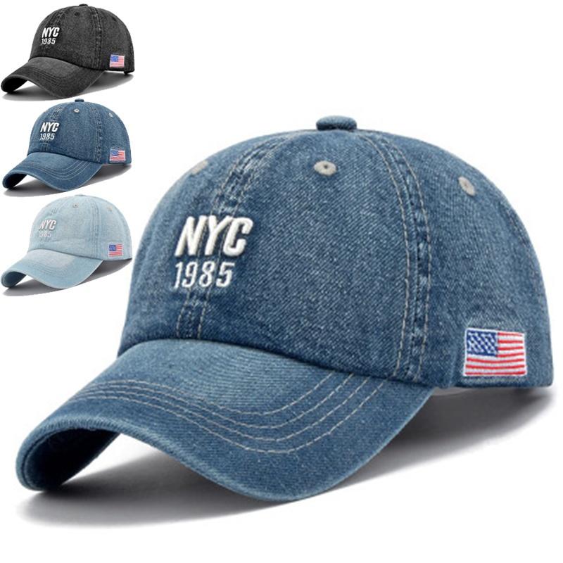 Mũ lưỡi trai denim màu đen trơn phong cách thể thao thời trang cho nam và nữ