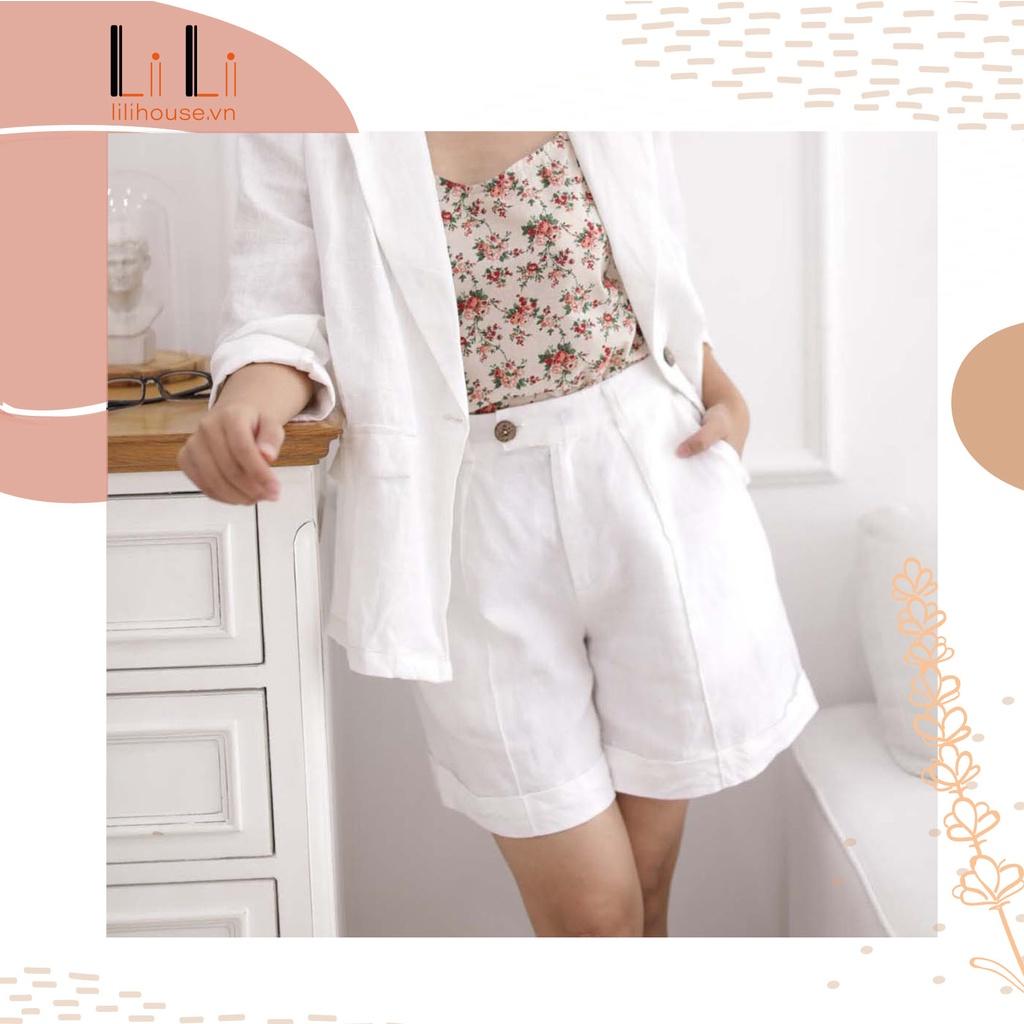 Quần short nữ vải linen tưng sợi tự nhiên không pha trộn sợi hóa học cao cấp