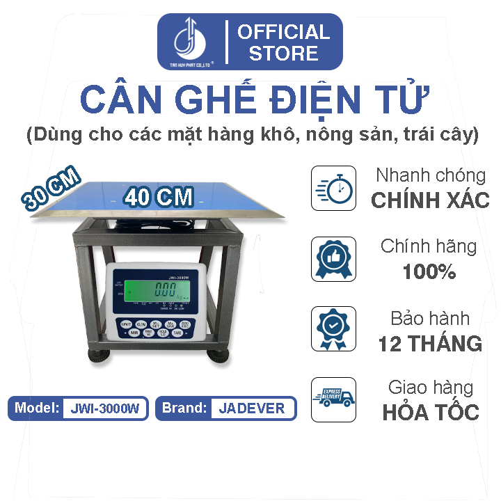 Cân Ghế Điện Tử JWI-3000W - Mặt Bàn Cân 300x400MM