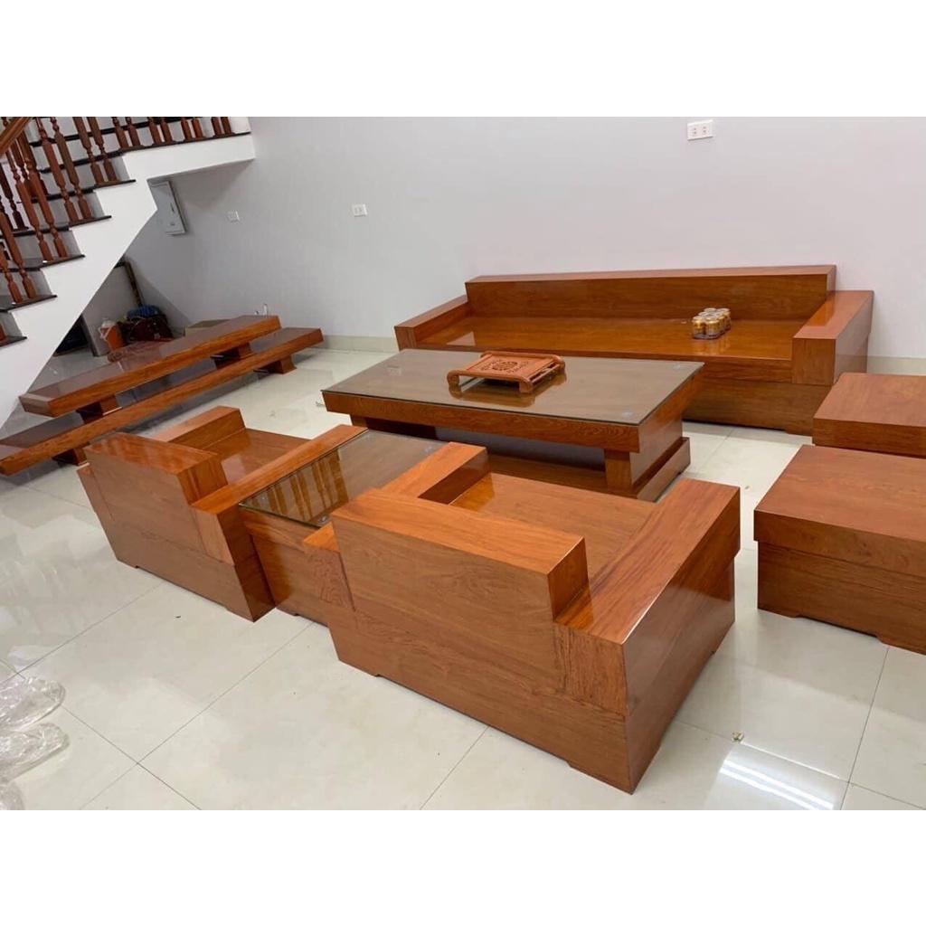 Bàn ghế nguyên khối đóng hộp gỗ gõ đỏ