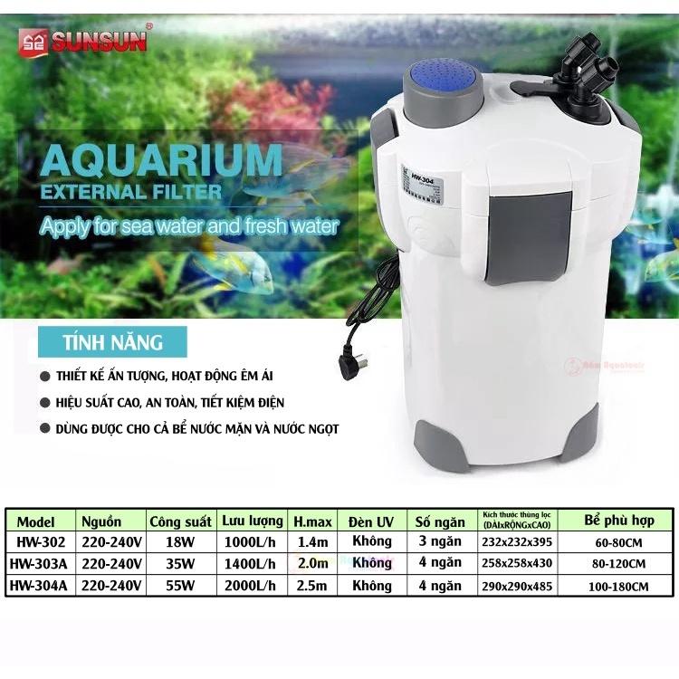Lọc Thùng SUNSUN HW-302 | HW-303A | HW-304A | Lọc Thùng SUNSUN Thế Hệ Mới Tiết Kiệm Điện - Hiệu Năng Cao