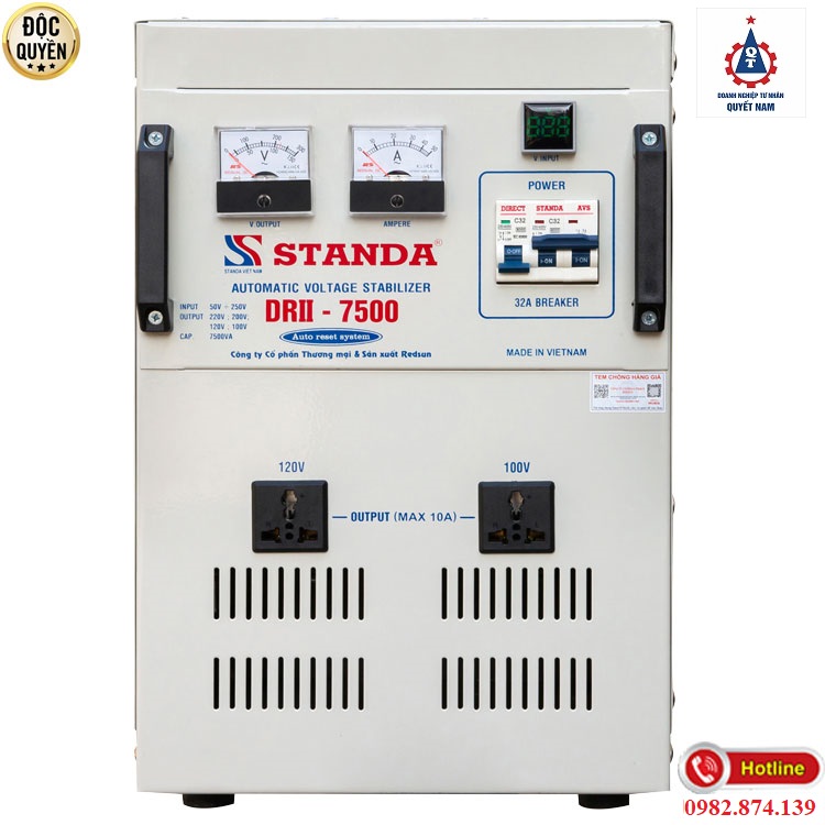 Máy ổn áp tự động đa chức năng thế hệ mới STANDA 7.5KVA DRII (50V-250V)