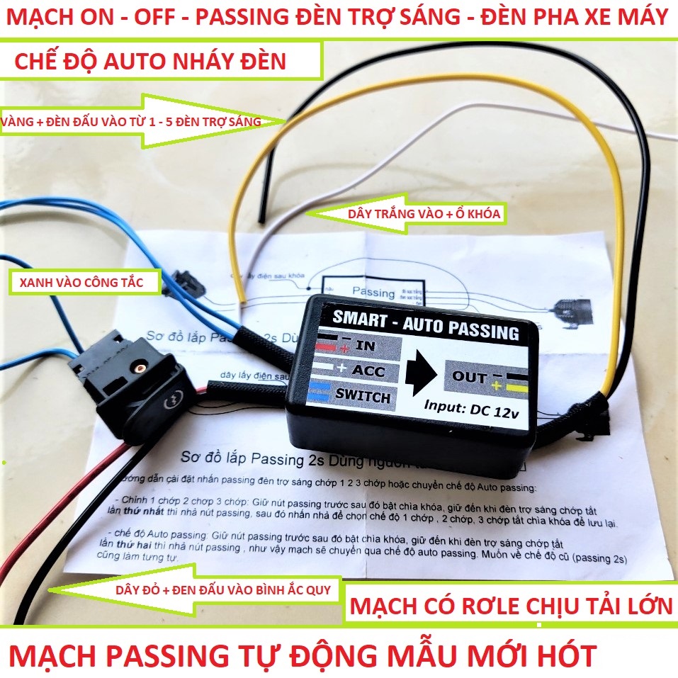 Đèn led trợ sáng xe máy FX02 - 35W cao câp + Mạch passing auto mẫu mới loại tốt siêu bền