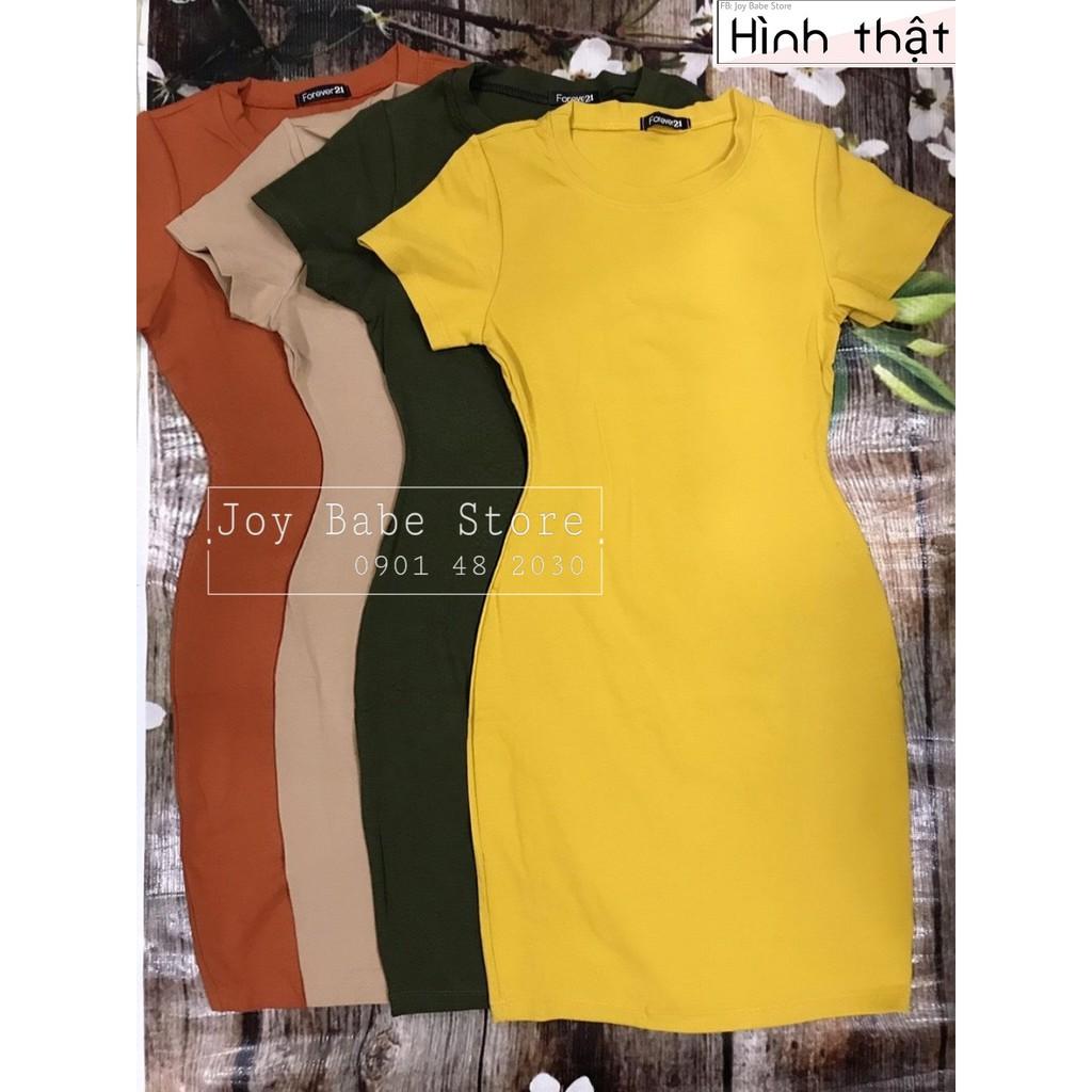 Đầm body nữ basic JOY BABE  thun ôm đẹp hack dáng, co giãn 4 chiều tốt, đầm ngắn cổ tròn thời trang DAM 1