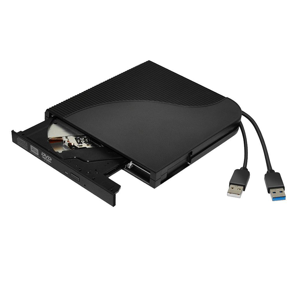 USB3.0 DVD ROM CD ROM Writer Drive Burner Reader External Player for Win 7 8 10 XP, , Black
