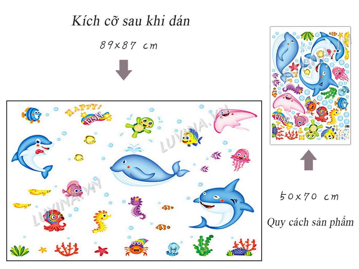Bộ 2 tờ decal cá xinh - HP69