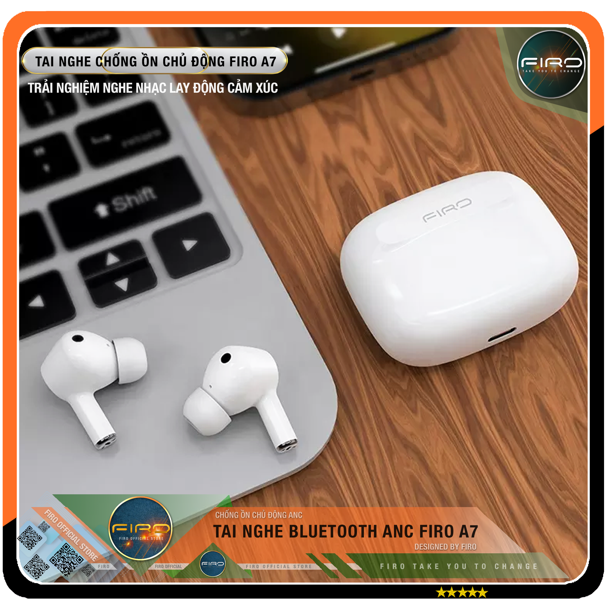 Tai Nghe Bluetooth FIRO Fi5 Pro2 - Tai Nghe Không Dây FIRO Công Nghệ Bluetooth V5.3 - Kháng Nước IPX5 - Điều Khiển Cảm Ứng Thông Minh - Âm Bass Cực Hay - Chống Ồn Cực Tốt - Tai Nghe FIRO Fi5 Pro2 Tương Thích Với Tất Cả Dòng Máy - Hàng Chính Hãng