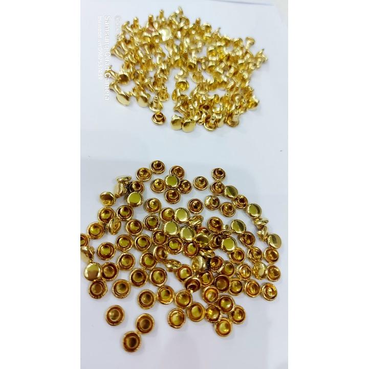 Nút tán rivet 2 mặt Bằng Thau không gỉ Màu vàng, màu đồng Size 6x6mm , 9x9mm Trang trí quần áo, làm thủ công
