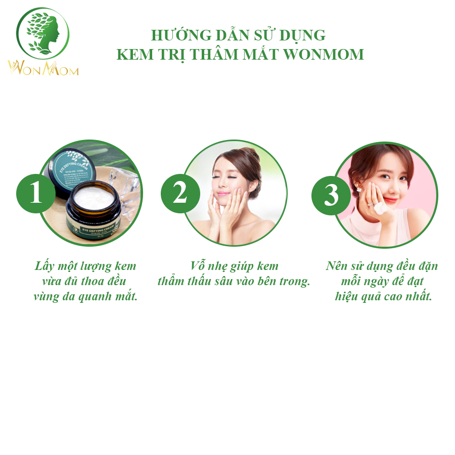 Eye Defying Cream, kem dưỡng da mắt căng mịn, chống nếp nhăn, quầng thâm, bọng mắt Wonmom 20g