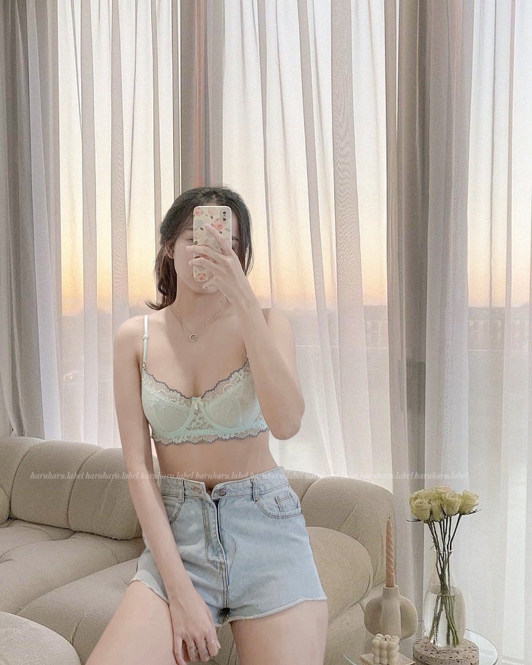 Bluemint - Áo lót ren mềm mại màu Xanh mint Haruharulabel