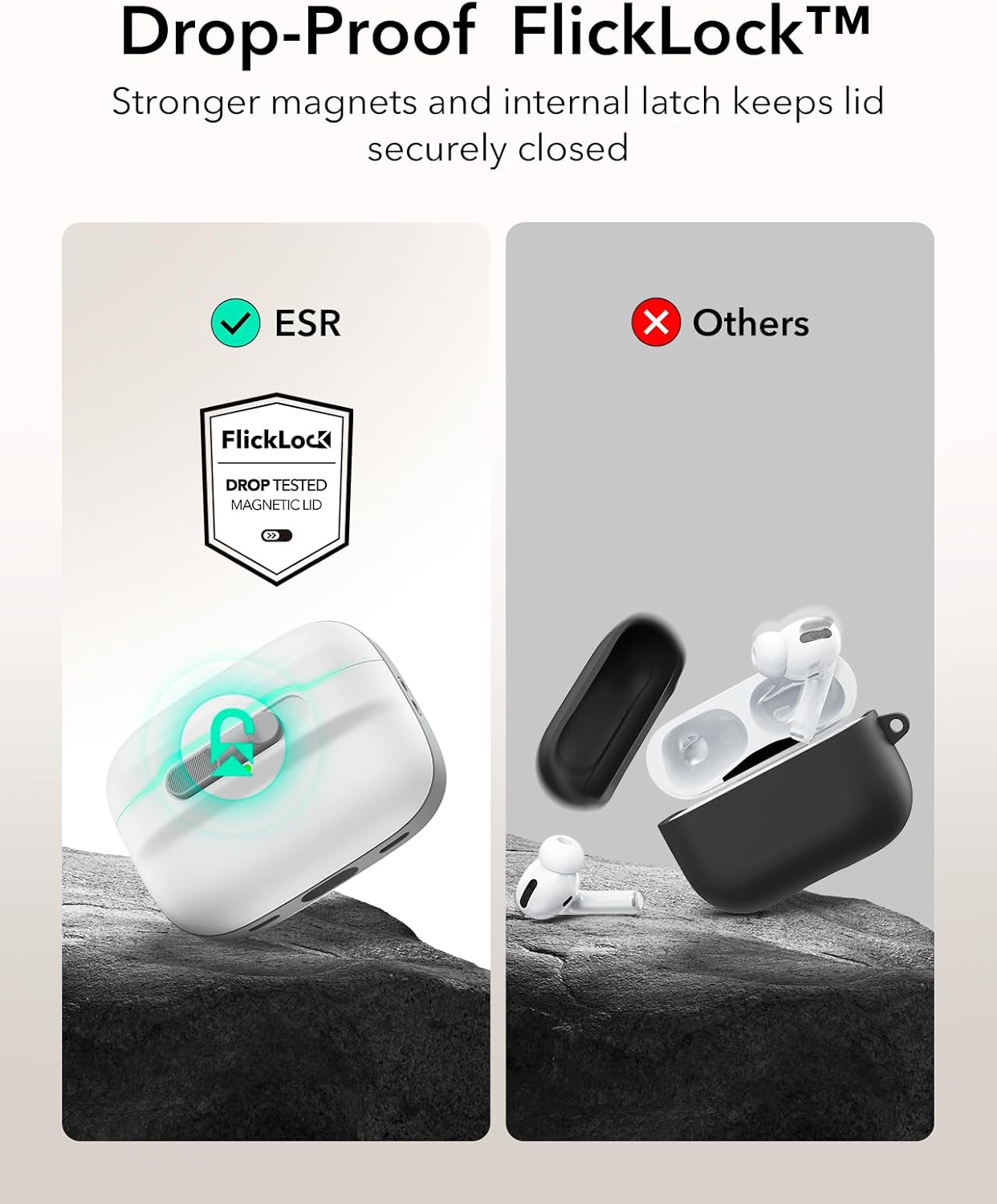 Bao Case cho AirPods Pro 2 (2023/2022/2019) ESR Pulse FlickLock Case with HaloLock – Hàng Chính Hãng