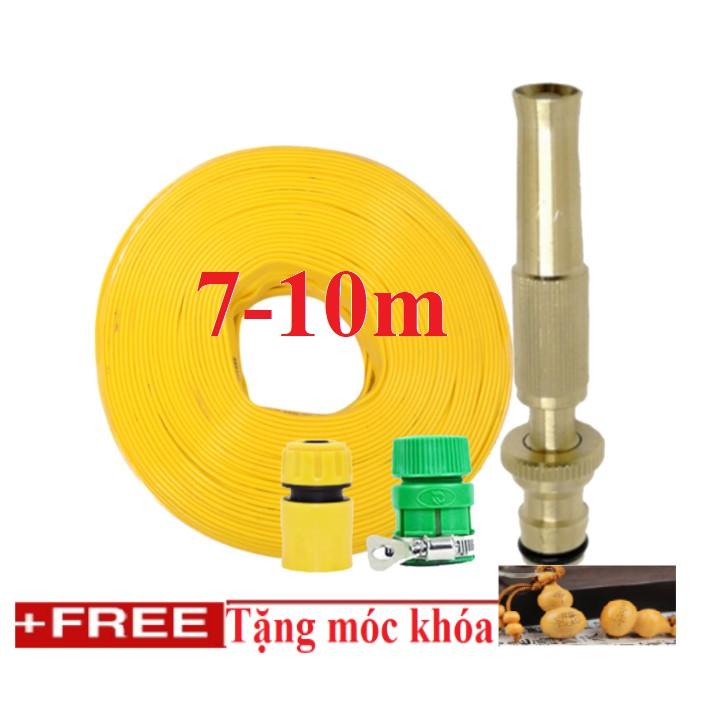 Bộ dây vòi xịt nước rửa xe, tưới cây . tăng áp 3 lần, loại 7m, 10m 206587 cút sập,+ tặng móc khoá