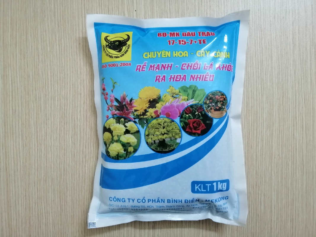 COMBO PHÂN BÓN HỖN HỢP ĐẦU TRÂU BĐ-MK NPK 30-10-10 NẢY CHỒI, RA LÁ, TĂNG TRƯỞNG MẠNH GÓI 1KG + Đầu Trâu BĐ-MK 17-15-7+TE CHUYÊN HOA - CÂY CẢNH RỄ MẠNH - CHỒI LÁ KHỎE, RA HOA NHIỀU GÓI 1KG