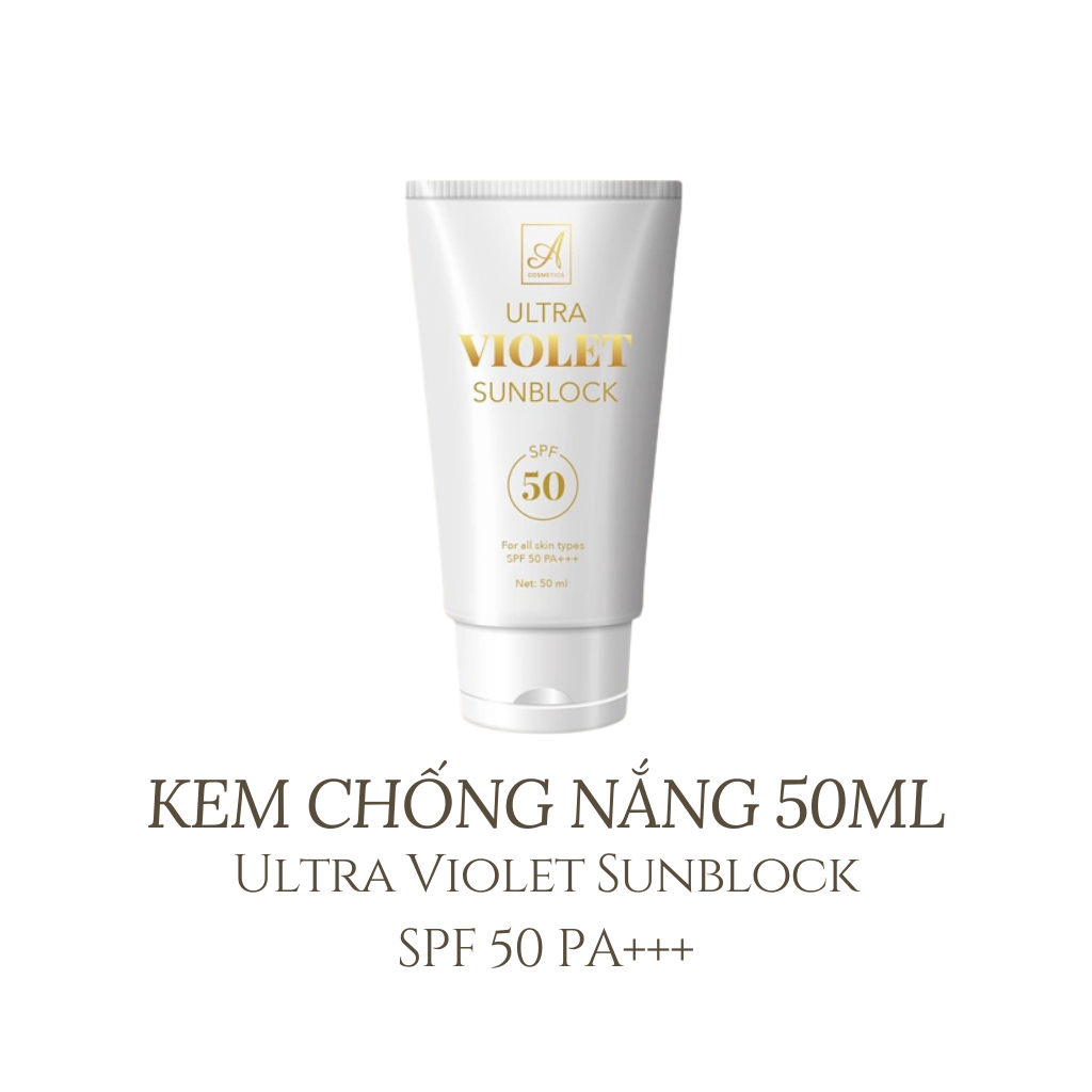 Kem Chống Nắng Ultra Violet Sunblock Acosmetics SPF50+ 50ml, Dưỡng Trắng Da, Mờ Đốm Thâm