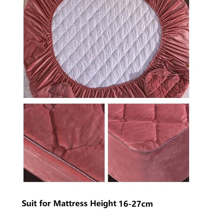 Mùa Đông WarmThicken Mền Chần Gòn Bọc Nệm Pha Lê Nhung Mềm Mại Sang Trọng Chắc Chắn Giường Nữ Hoàng Vương Trang Bị Tấm Giường Đôi Giường