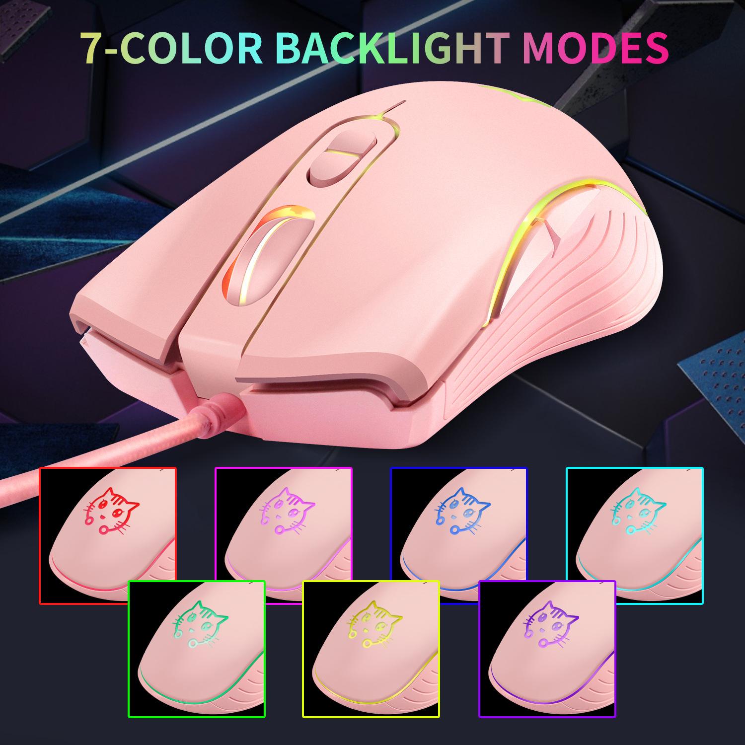 USB Chuột Chơi Game Có Dây Hồng Máy Tính Chuyên Nghiệp Thể Thao Điện Tử Chuột 2400 DPI Nhiều Màu Sắc Backlit Silent Chuột Lol Dữ Liệu laptop