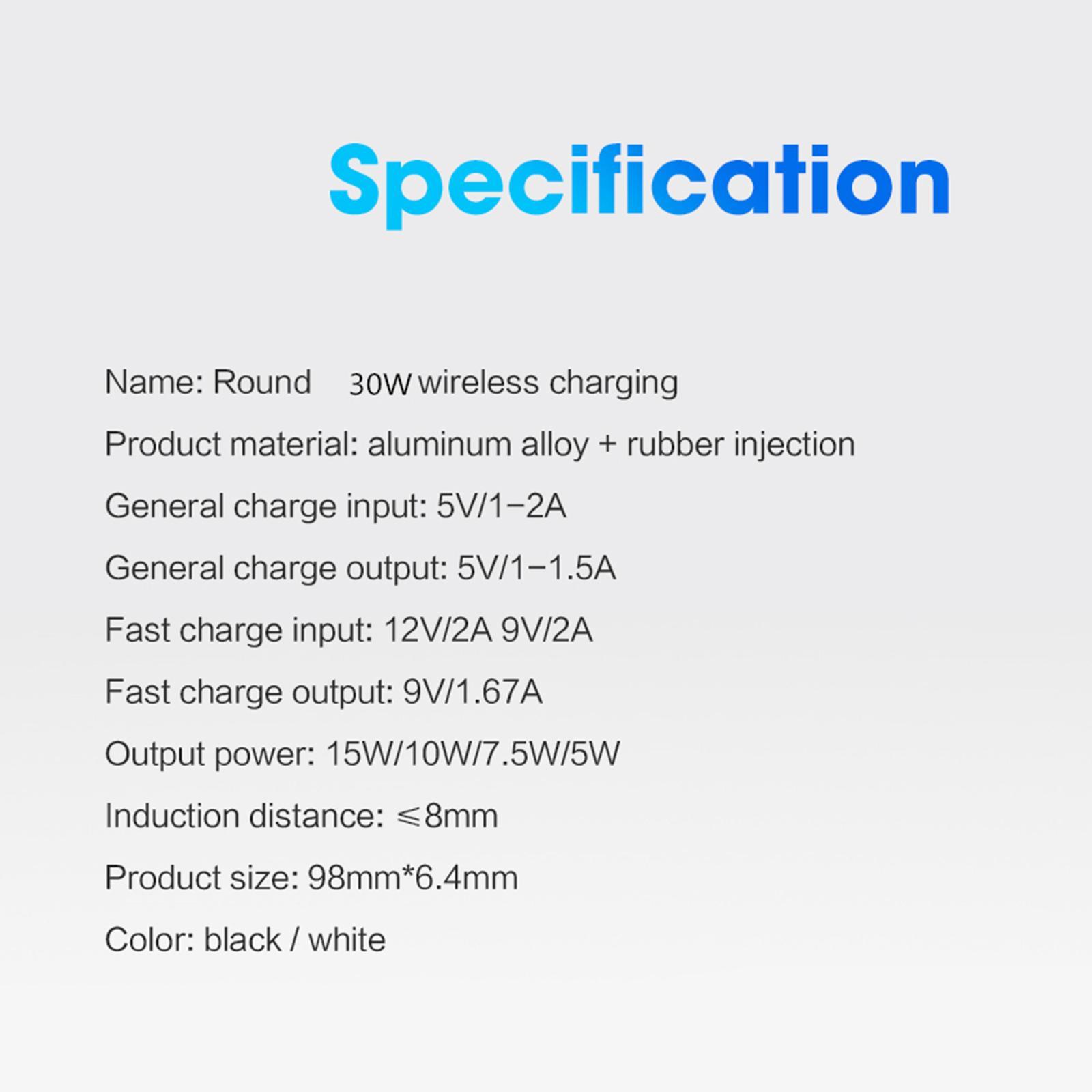 2X  Slim Qi Wireless Charger 30W Max Pad Station for iPhone 12 X black