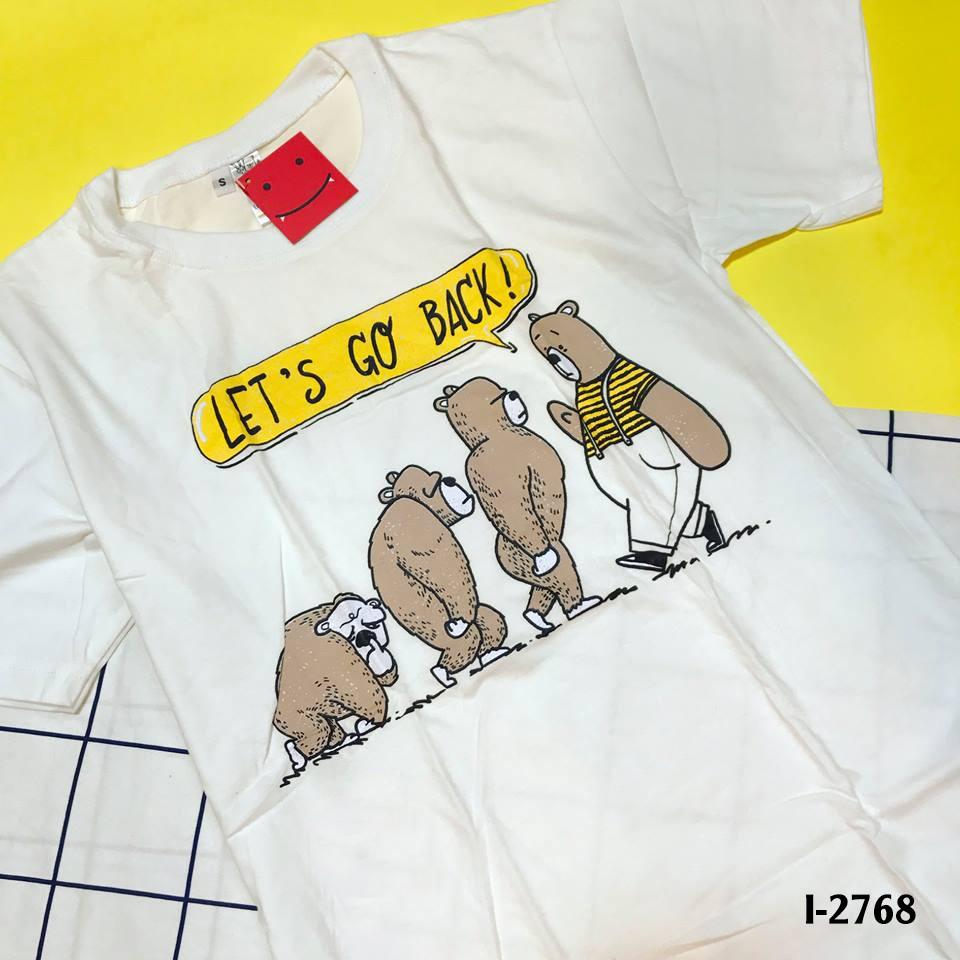 Áo Thun Nữ In Hình Gấu Nâu Đi Bộ - I2768