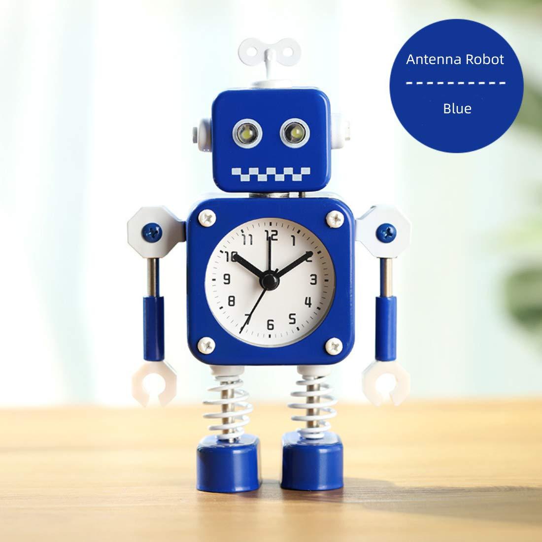 Đồng hồ báo thức robot, đồng hồ báo thức không bị ảnh hưởng với ánh sáng mắt nhấp nháy và cánh tay có thể xoay, quà tặng cho trẻ em